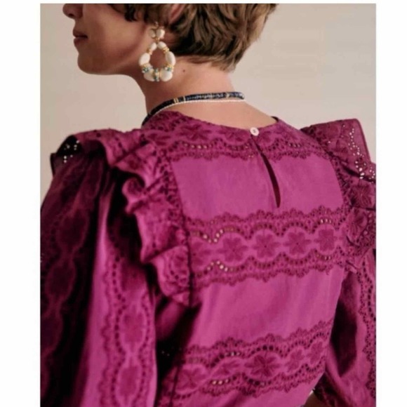 Sezane Elsa Embroidered Eyelet Top Size 36 US 4 Small - Picture 4 of 9